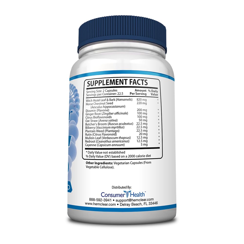 HemClear for Hemorrhoids - Vegan Formula for Hemorrhoid Relief & Vascular Health - Maximum Strength 2 Bottle 90 Capsules Hemclear Au supplements