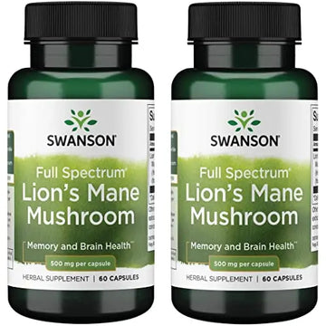 Swanson Lion's Mane Mushroom Capsules - 500 mg Each, 60 Capsules Swanson Au supplements