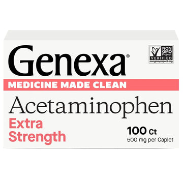 Genexa Clean Acetaminophen 500mg Extra Strength, Dye Free Pain Reliever Fever Reducer, 0% Artificial Additives, Pain Medicine for Adults, Relieves Headache, Backache, Minor Arthritis Pain, 100 Tablets Genexa Au supplements