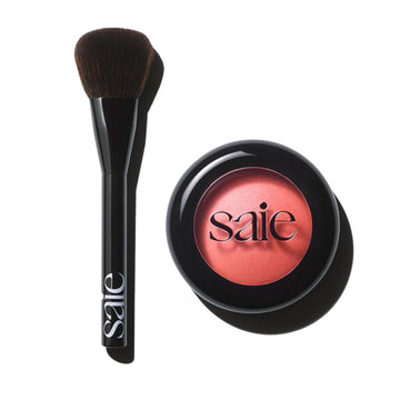 Saie Blush & Brush Duo - SuperSuede Baked Blush in Stella (.01 oz) & Powder Blush Brush - Talc-Free, Moisturizing Blush with Vegan, Fluffy Brush for Seamless Application Saie Au supplements