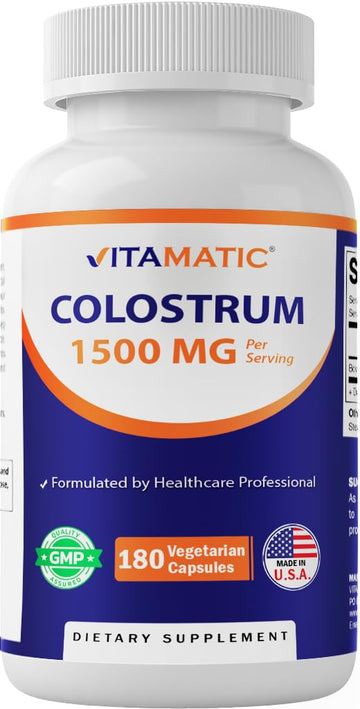Vitamatic Bovine Colostrum 30% IgG Supplement 1500 mg per Serving - Supplement for Gut Health, Hair Growth, Beauty, Muscle Recovery, & Immune Support - 180 Veg Capsules Vitamatic Au supplements