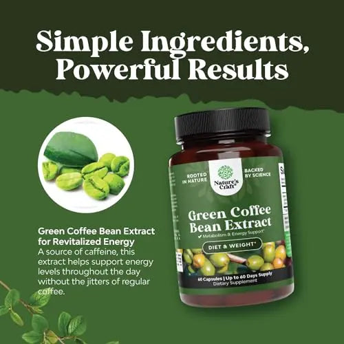 Green Coffee Bean Extract for Weight Loss Dietary Supplement Maximum Strength Vitamins Natures Craft Au supplements
