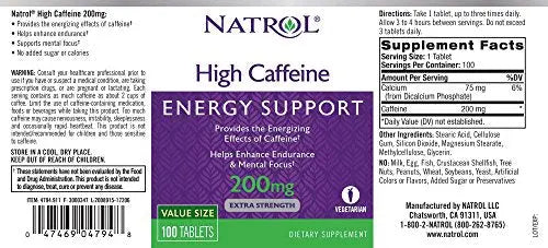 Natrol High Caffeine Tablets, Energy Support, Helps Enhance Endurance Natrol Au supplements