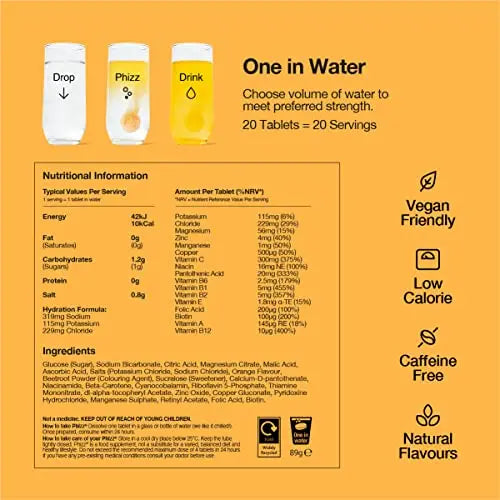 Phizz Electrolytes, Multivitamin & Hydration Tablets - 20 Effervescent Rehydration Electroly Phizz Au supplements