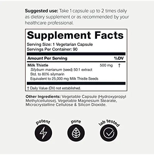 Toniiq Ultra High Strength Milk Thistle Capsules - 25,000mg 50x Concentrated Extract Toniiq Au supplements