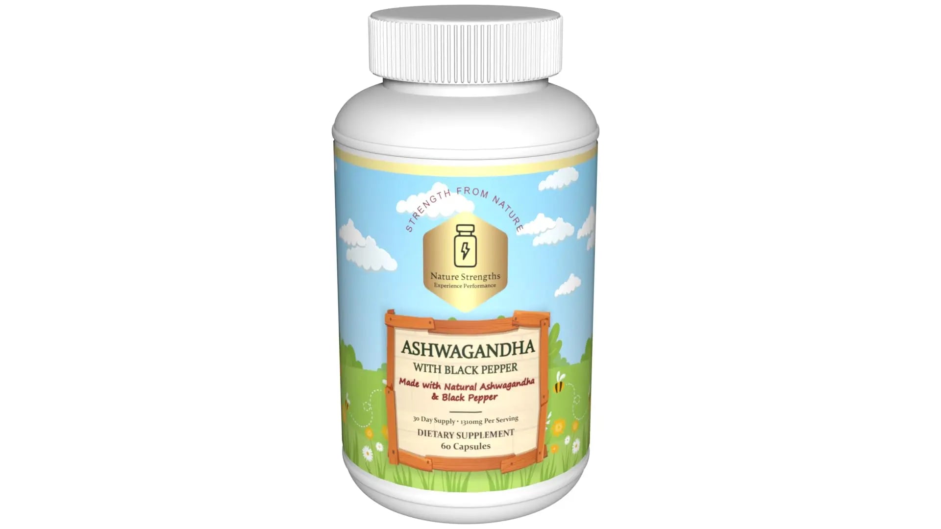 Premium Organic Ashwagandha with Black Pepper - 1300mg per Serving, 60 Capsules - Made in USA, FDA Registered Facility - Enhanced Absorption with Piperine for Optimal Performance Organic Strength Au supplements