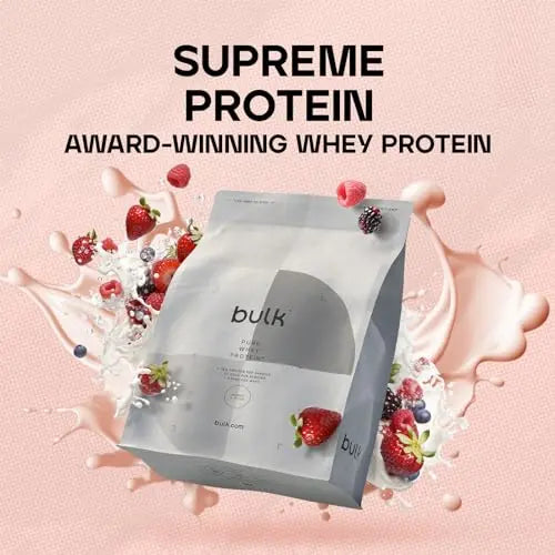 Bulk Pure Whey Protein Powder Shake, Berries and Cream, 1 kg, Packaging May Vary Bulk Au supplements
