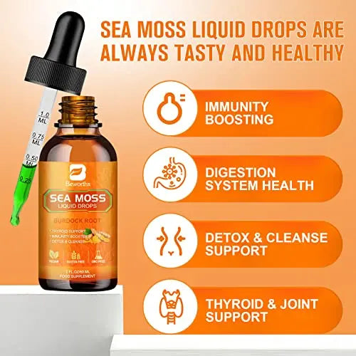 B BEWORTHS Sea Moss Liquid Drops - Organic Irish Sea Moss Raw Gel with Burdock Root B BEWORTHS Au supplements
