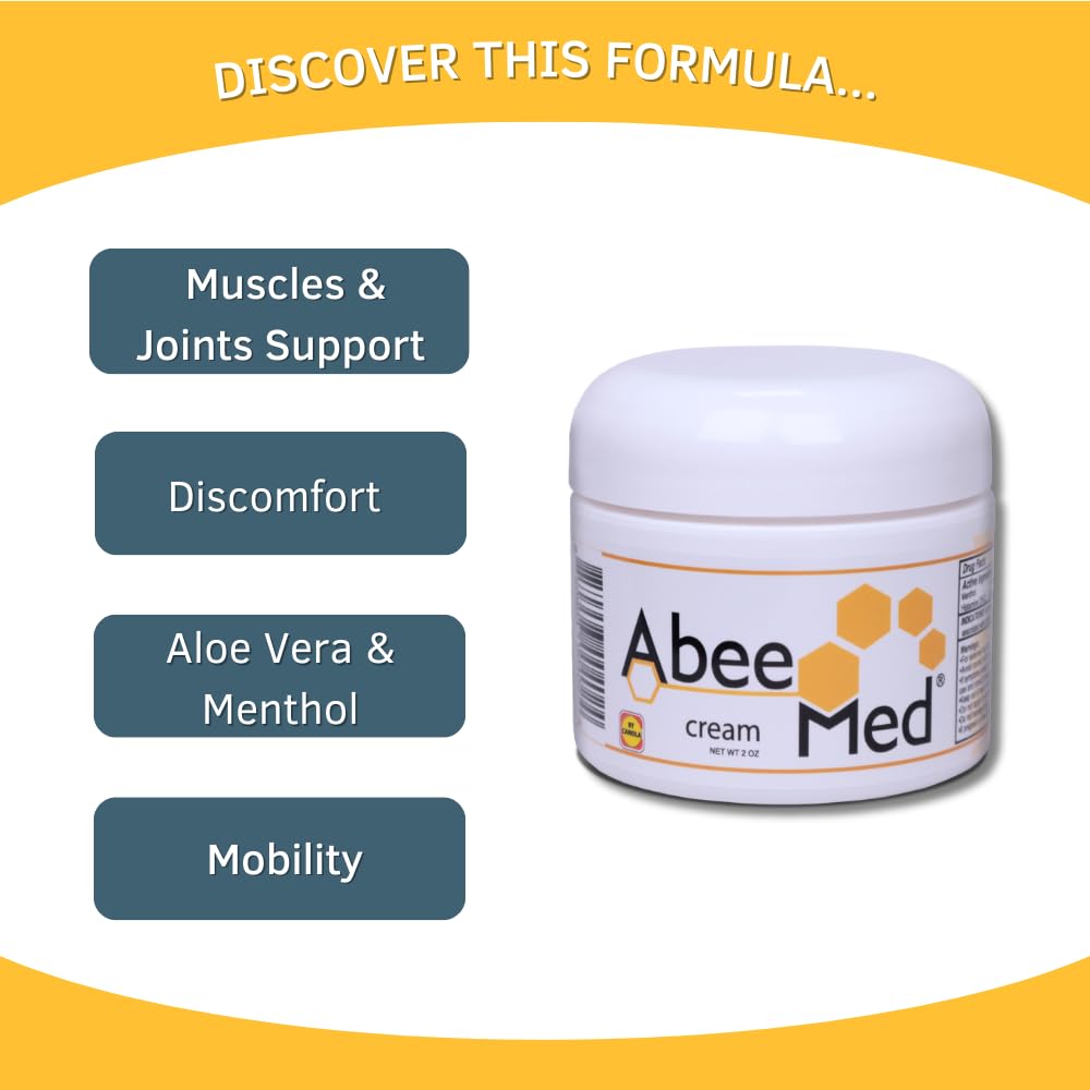 AbeeMed Cream Bee Venom Apitoxin for Aches - Menthol - Histamine DHCL - Bee Polen - Chamomile - Support for Neck and Backache - Supports Joint & Muscle Discomfort - Sprains, Bruises and Strains V2 ABEE MED Au supplements