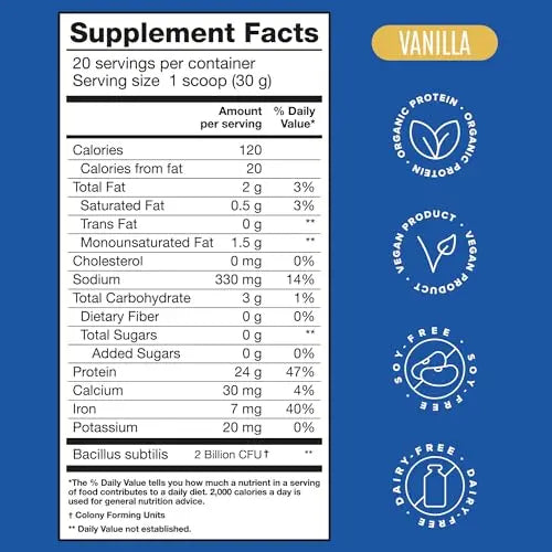 BIRDMAN Falcon Organic Vegan Protein Powder Vanilla, 24g Protein, Sugar Free, Probiotics BIRDMAN Au supplements
