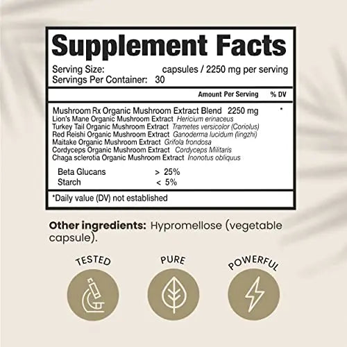 HPD Rx Mushroom Rx Organic Mushroom Extract Blend Max Immunity Dose, Lion’s Mane HPD Rx Au supplements