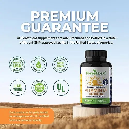 ForestLeaf - Vitamin D3 IU Weekly Supplement (Unflavored -10000-180 Count) ForestLeaf Au supplements