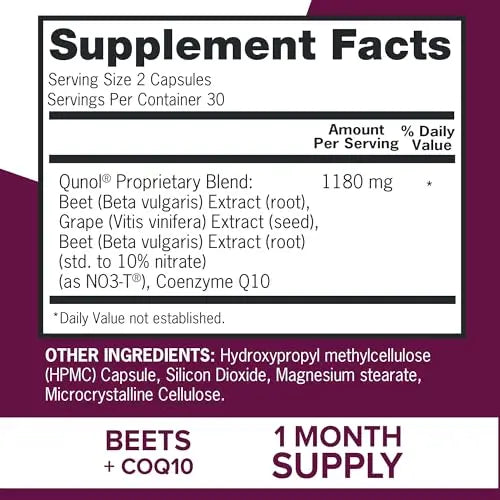 Qunol Beets Capsules for Blood Pressure Support, 3 in 1 Beets + CoQ10 + Grape Seed Qunol Au supplements