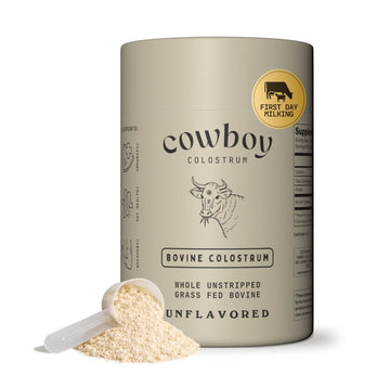 Cowboy - The Exclusive 1st Milking, Whole, Grass Fed Colostrum Supplement for Full Body Health - Bovine Colostrum Powder Packed w/Bioactive Nutrients - Sugar Free (Unflavored, 40 Servings) COWBOY COLOSTRUM Au supplements