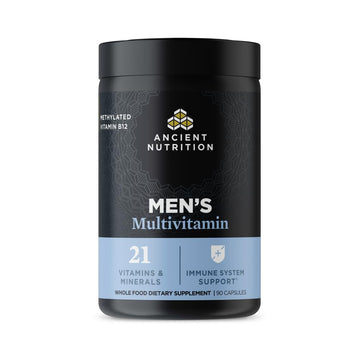 Ancient Nutrition Multivitamin for Men, Multi Men's, Methylated Vitamin D, C, E, B12, Zinc, Magnesium, Supports Healthy Immune System and Bone Health, 90 Ct Ancient Nutrition Au supplements