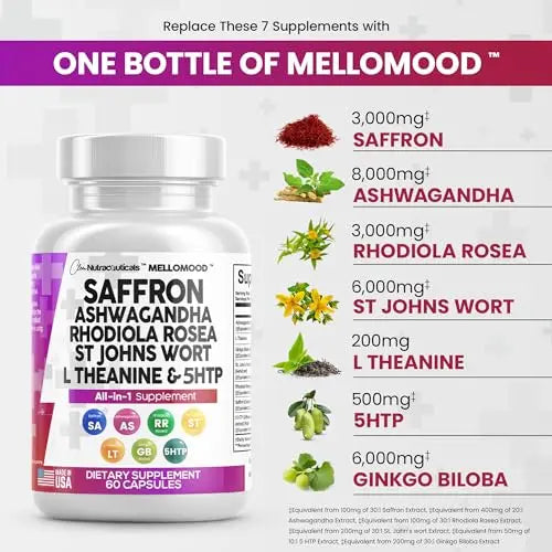 Clean Saffron Supplements with Ashwagandha 8000mg - Mood Support with L-Theanine Clean Nutraceuticals Au supplements