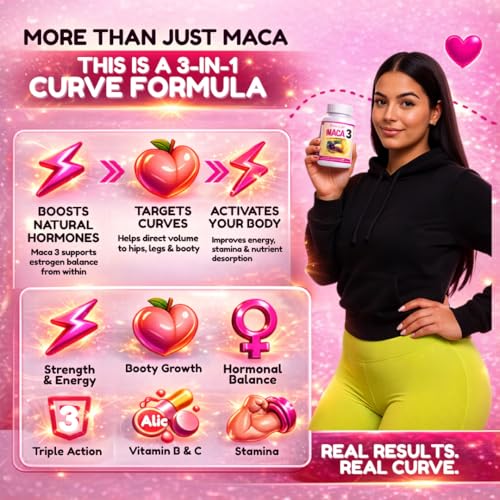 Maca 3 Capsules – Black, Red & Yellow Maca Root Blend – Feminine Balance & Natural Body Support – Herbal Formula Curvy Fruit Au supplements