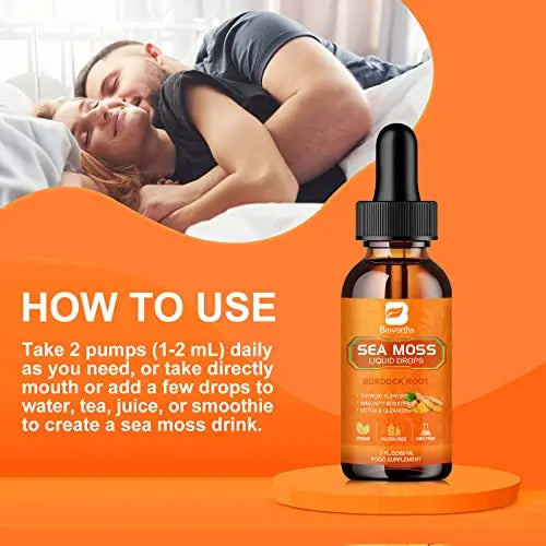 B BEWORTHS Sea Moss Liquid Drops - Organic Irish Sea Moss Raw Gel with Burdock Root B BEWORTHS Au supplements