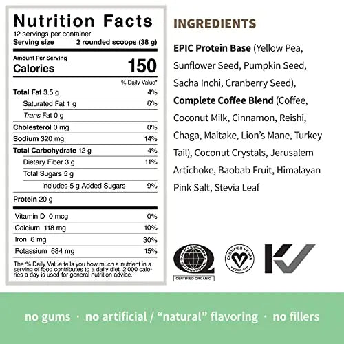 Sprout Living, Epic Protein, Plant Based Protein & Superfoods Powder, Complete Coffee Sprout Living Au supplements