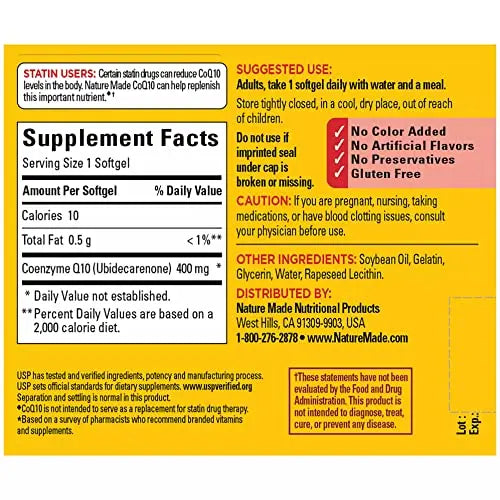 Nature Made CoQ10 400mg, Dietary Supplement for Heart Health Support, 40 Softgels Nature Made Au supplements