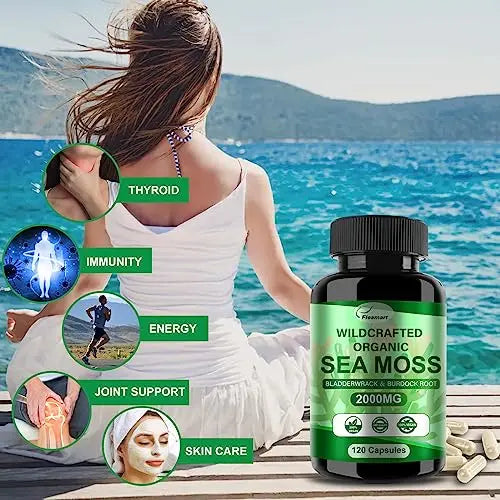 Fleamart 2 Pack Irish Sea Moss Capsules 120ct Raw Organic Sea Moss Wildcrafted Bladder Fleamart Au supplements