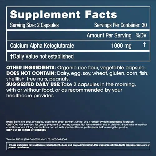 ProHealth Calcium AKG Longevity (Alpha Ketoglutarate) (1,000 mg per 2 Capsule Serving ProHealth Au supplements