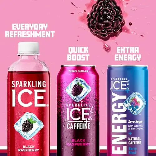 Sparkling Ice, Black Raspberry Sparkling Water, Zero Sugar Flavored Water, with Vitamins Sparkling ICE Au supplements