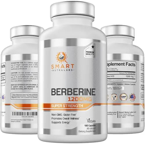 Premium Berberine HCL 1200mg- 180 Vegan Capsules, 100% Pure Berberin Smart Nutra Labs Au supplements