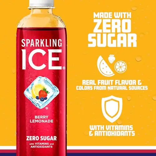 Sparkling Ice, Berry Lemonade Sparkling Water, Zero Sugar Flavored Water, with Vitamins Sparkling ICE Au supplements