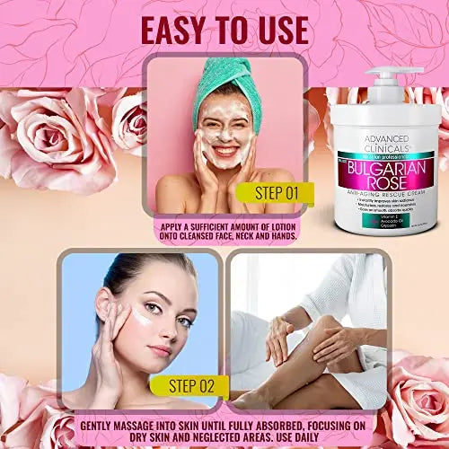 Advanced Clinicals Bulgarian Rose Anti Aging Vitamin E Moisturizer Body Lotion & Face Advanced Clinicals Au supplements