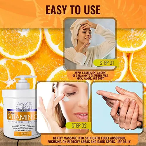 Advanced Clinicals Vitamin C Face & Body Cream Moisturizing Skin Care Lotion, Anti Advanced Clinicals Au supplements