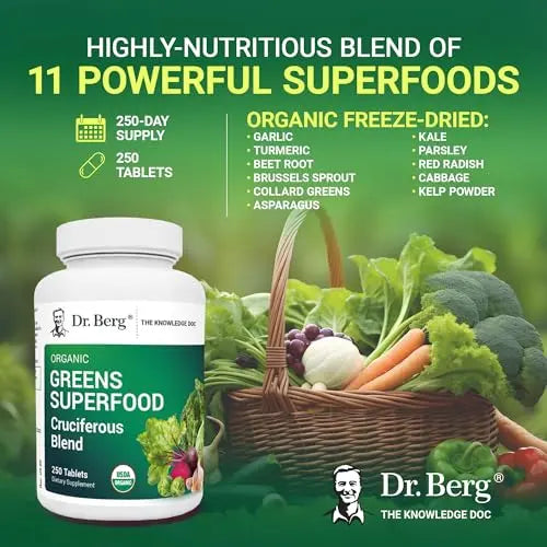Dr. Berg's Greens Superfood Cruciferous Vegetable Tablets - Vegetable Supplements Dr. Berg Nutritionals Au supplements