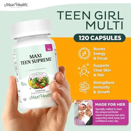 Teen Vitamins for Girls 12-17 - Teen Multivitamin D3, Iron, Calcium, Biotin, Zinc, Digestive Enzymes – Teenager Girl Multi Vitamins Maxi Health Au supplements