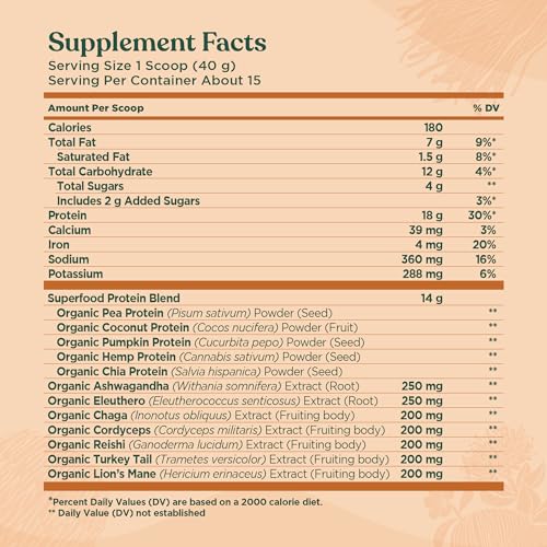Four Sigmatic Organic Plant-Based Protein Powder Peanut Butter Protein with Lion’s Mane Four Sigmatic Au supplements