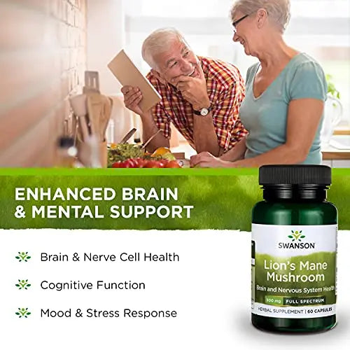 Swanson Lion's Mane Mushroom Capsules - 500 mg Each, 60 Capsules Swanson Au supplements