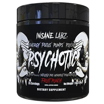 Insane Labz Psychotic Black Edition Mid Stimulant Pre Workout Powder, Energy Focus Insane Labz Au supplements