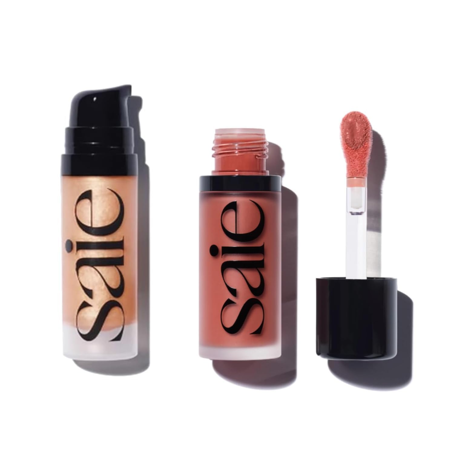 Saie Mini Glowy Super Gel Lightweight llluminator & Makeup Primer - Sunglow (0.5 oz) + Dew Blush - Lightweight Liquid Blush with a Blendable + Buildable Cream Finish - Cutie (.40 oz) Saie Au supplements