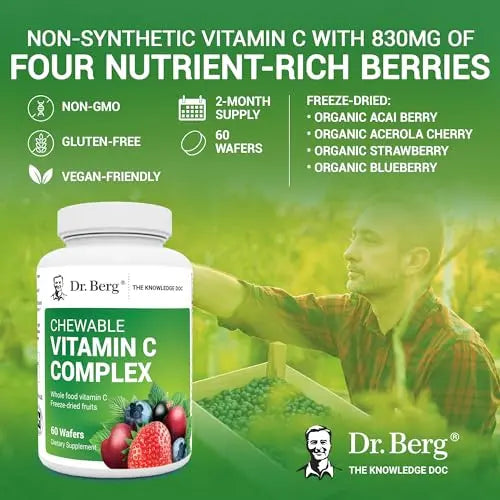 Dr. Berg's Vitamin C Complex Whole Food (60 Chewable) 100% Natural Vitamin C from Dr. Berg Nutritionals Au supplements