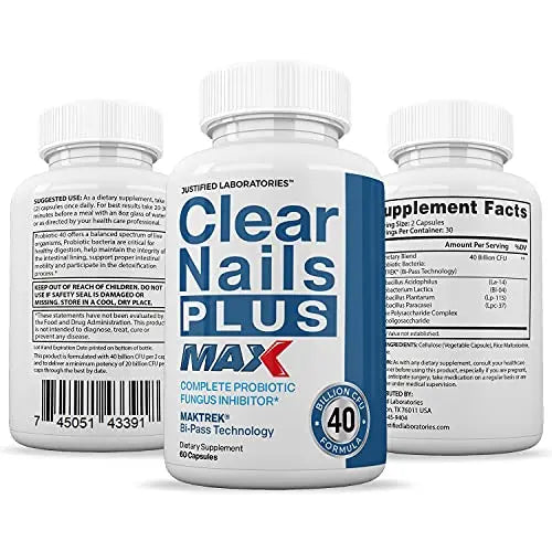 Justified Laboratories (2 Pack) Clear Nails Plus Max Pills 40 Billion CFU Probiotic Supports Justified Laboratories Au supplements