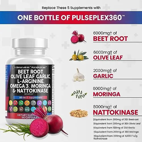 Beet Root Capsules 6000mg Olive Leaf 6000mg Nattokinase 4000 FU Clean Nutraceuticals Au supplements