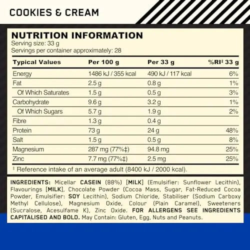 Optimum Nutrition Gold Standard 100% Casein Slow Digesting Protein Powder with Zinc Optimum Nutrition Au supplements