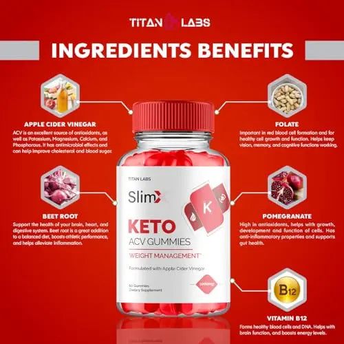 (3 Pack) SlimX Keto ACV Gummies, SlimX Keto ACV Advanced Weight Loss 1000MG Apple Titan Labs Au supplements