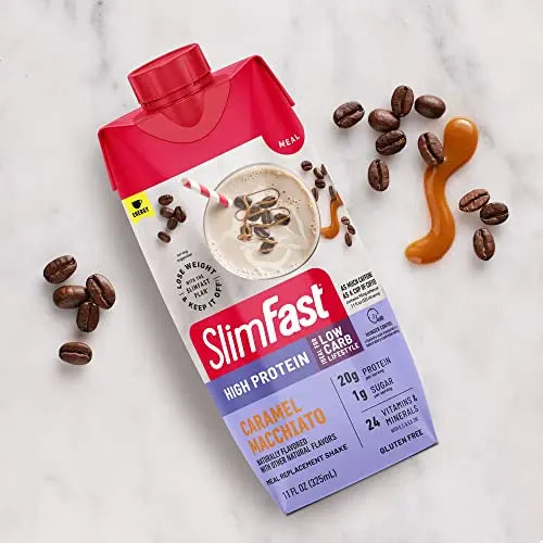 SlimFast Protein Shake with Caffeine, Caramel Macchiato- 20g Protein, Meal Replacement SlimFast Au supplements