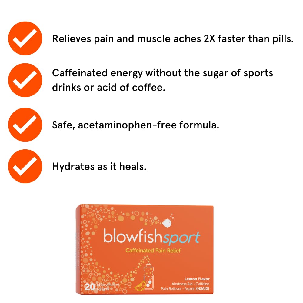 Blowfish Sport | 4 Pack | Pain Relief for Athletes | Eases Sore Muscles | Boosts Energy | Effervescent Formula Works Fast | Perfect for Morning Workouts Blowfish Au supplements