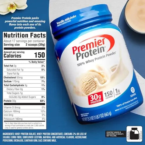 Premier Protein Powder, Vanilla Milkshake, 30g Protein, 1g Sugar, 100% Whey Protein Premier Protein Au supplements
