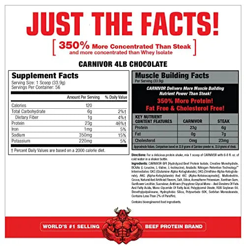 MuscleMeds, Carnivor Beef Protein Isolate Powder 56 Servings, Chocolate, 72 Ounce MuscleMeds Au supplements