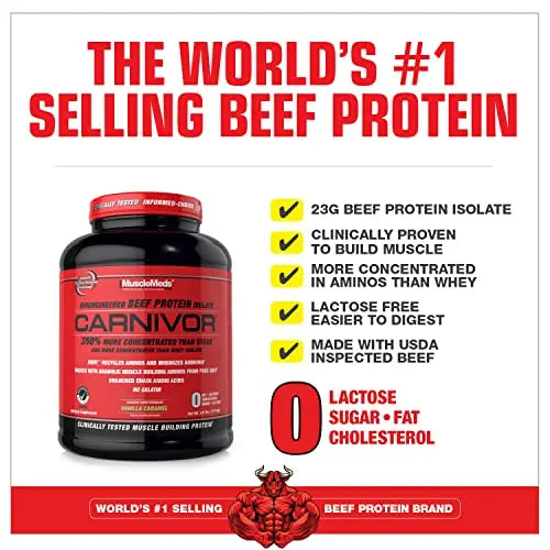 MuscleMeds Carnivor Bioengineered Beef Protein Isolate, Vanilla Caramel, 3.9 Pound MuscleMeds Au supplements