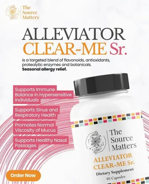 The Source Matters Alleviator Clear-ME SR Seasonal Allergy Relief and Immune Support | Quercetin, Bromelain, Stinging Nettles, NAC, and Vitamin C (40 Capsules) THE SOURCE MATTERS Au supplements