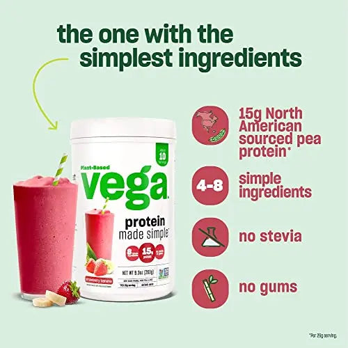 Vega Protein Made Simple Protein Powder, Strawberry Banana - Stevia Free, Vegan Vega Au supplements
