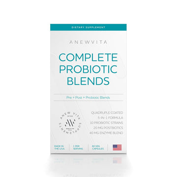 Complete Probiotic Blend: 5-in-1 Digestive Enzymes, Zinc, Postbiotic, Prebiotics and Probiotics for Women & Men, Provitalize for Women Digestive & Gut Health | 10 Strains 20 Billion CFU, 60ct Softgels Anew Vita Au supplements